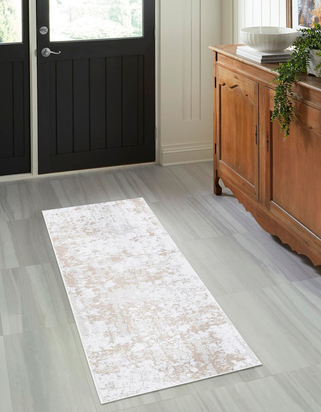 Ivory 2' 3 x 6' 1 Abbey Runner Area Rug 100% Cotton All Natural Living Dining Room Bedroom Carpet for Sale at Rug Engine