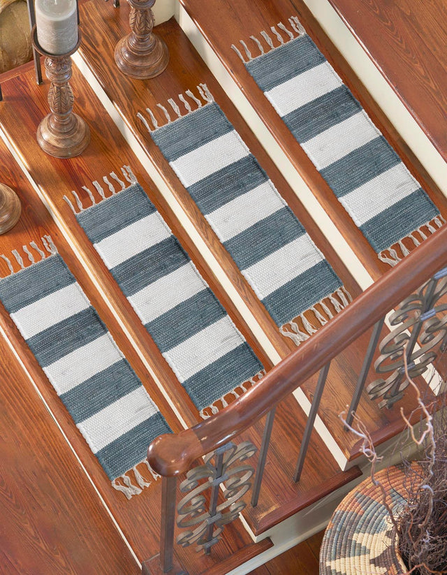 13 pcs Gray 0' 9 x 2' 6 Chindi Rag Indoor Stair Treads Accent Area Rug Staircase Set 100% Cotton All Natural Eco-Friendly Carpet Mat Decor for Homes for Sale at Rug Engine