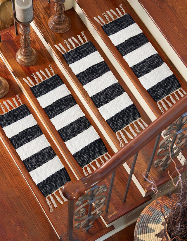13 pcs Navy Blue 0' 9 x 2' 6 Chindi Rag Indoor Stair Treads Accent Area Rug Staircase Set 100% Cotton All Natural Eco-Friendly Carpet Mat Decor for Homes for Sale at Rug Engine