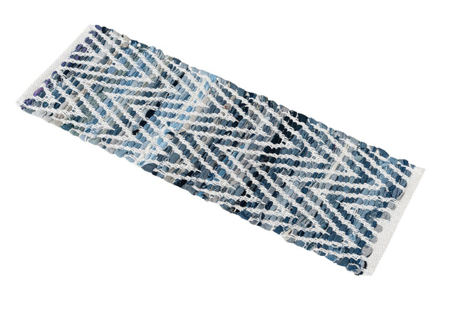 13 pcs Denim 0' 9 x 2' 6 Chindi Chevron Indoor Stair Treads Accent Area Rug Staircase Set 100% Denim Cotton All Natural Modern Geometric Carpet Dining Living Rooms Bathroom Dorm Decor for Sale at Rug Engine