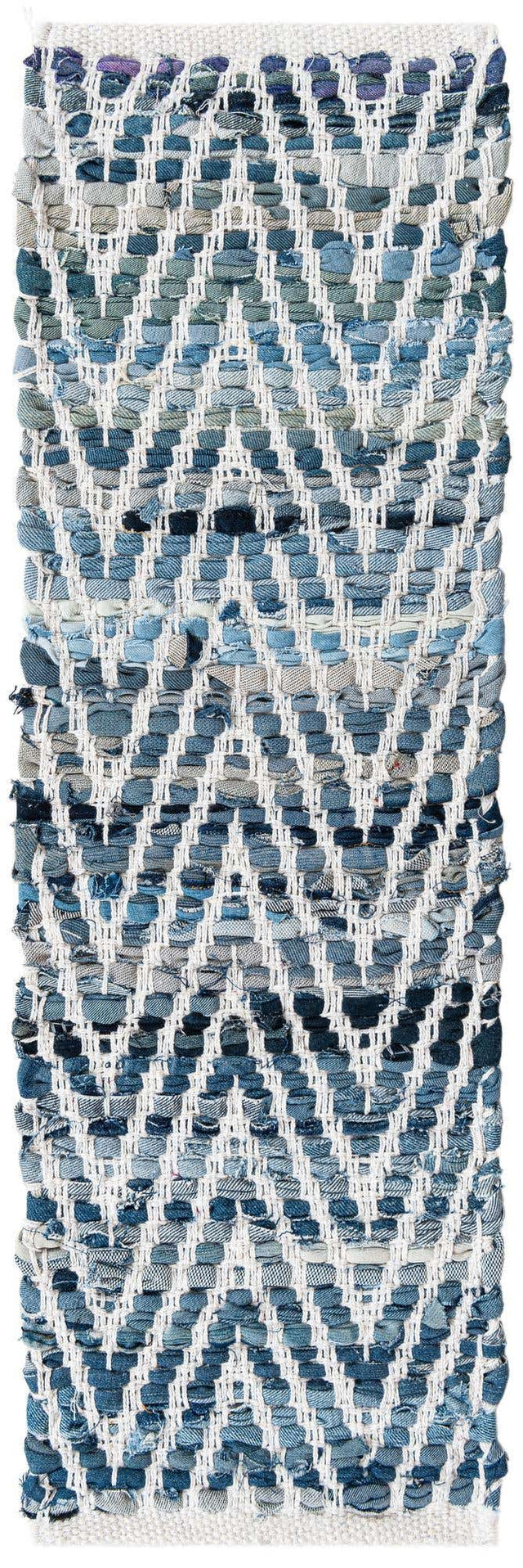 13 pcs Denim 0' 9 x 2' 6 Chindi Chevron Indoor Stair Treads Accent Area Rug Staircase Set 100% Denim Cotton All Natural Modern Geometric Carpet Dining Living Rooms Bathroom Dorm Decor for Sale at Rug Engine