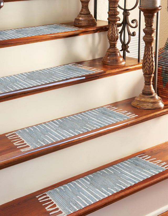 13 pcs Light Gray 0' 9 x 2' 6 Chindi Cotton Indoor Stair Treads Accent Area Rug Staircase Set Interior Design Home Decor Carpet Mat for Sale at Rug Engine