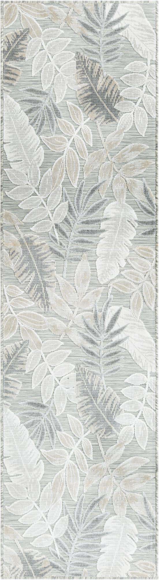 Gray 2' 2 x 8' Outdoor Botanical Runner Area Rug Weather Resistant for Patio, Deck, Terrace, Balcony, Porch Polypropylene Garden Floral Tropical Carpet for Sale at Rug Engine
