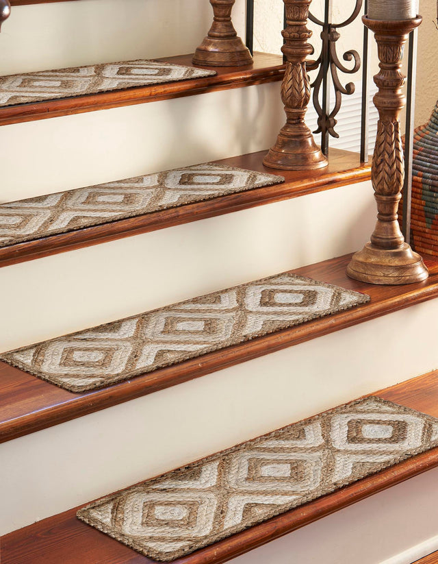 13 pcs Natural 0' 9 x 2' 6 Braided Jute Indoor Stair Treads Accent Area Rug Staircase Set 100% Jute Hand Braided Natural Eco-Friendly Boho Style Carpet for Living Rooms Dining Office Space Dorms for Sale at Rug Engine