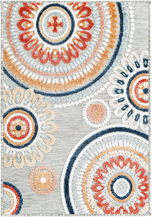 Gray 2' 2 x 3' 1 Outdoor Botanical Rectangle Area Rug Weather Resistant for Patio, Deck, Terrace, Balcony, Porch Polypropylene Garden Floral Tropical Carpet for Sale at Rug Engine