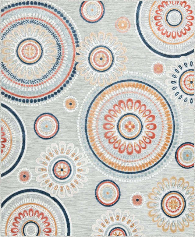 Gray 8' 2 x 10' Outdoor Botanical Rectangle Area Rug Weather Resistant for Patio, Deck, Terrace, Balcony, Porch Polypropylene Garden Floral Tropical Carpet for Sale at Rug Engine