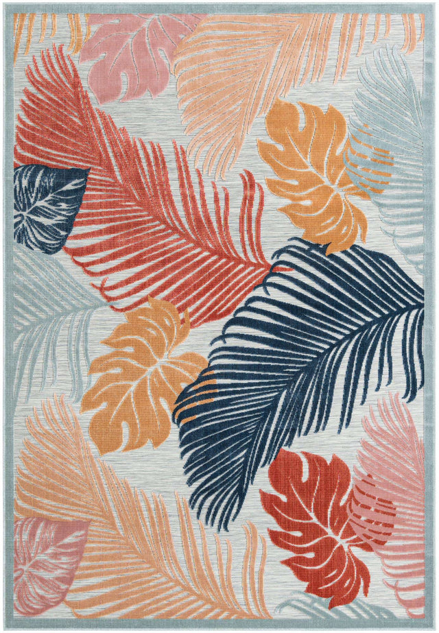 Multicolor 6' 4 x 9' Outdoor Botanical Rectangle Area Rug Weather Resistant for Patio, Deck, Terrace, Balcony, Porch Polypropylene Garden Floral Tropical Carpet for Sale at Rug Engine