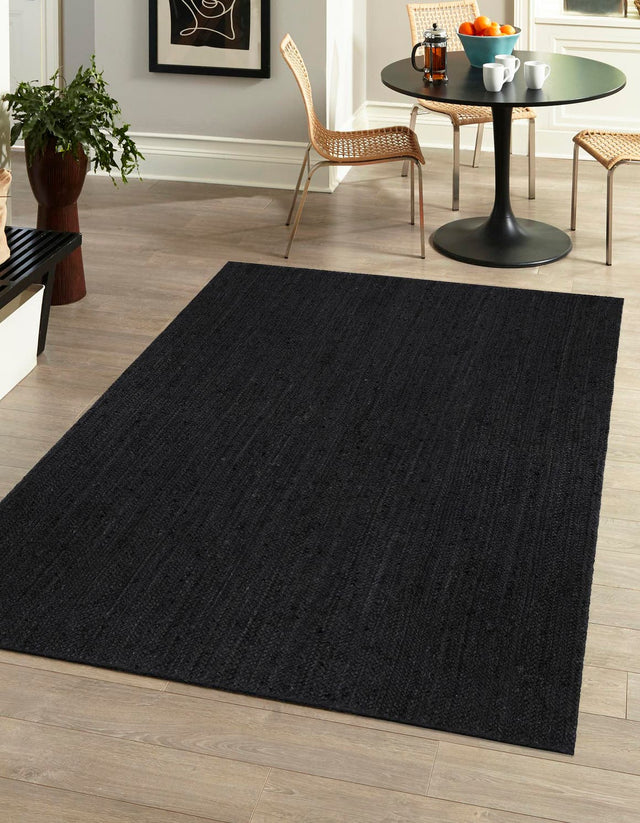 Black 3' 1 x 5' 1 Braided Jute Rectangle Area Rug 100% Jute Hand Braided Natural Eco-Friendly Boho Style Carpet for Living Rooms Dining Office Space Dorms for Sale at Rug Engine