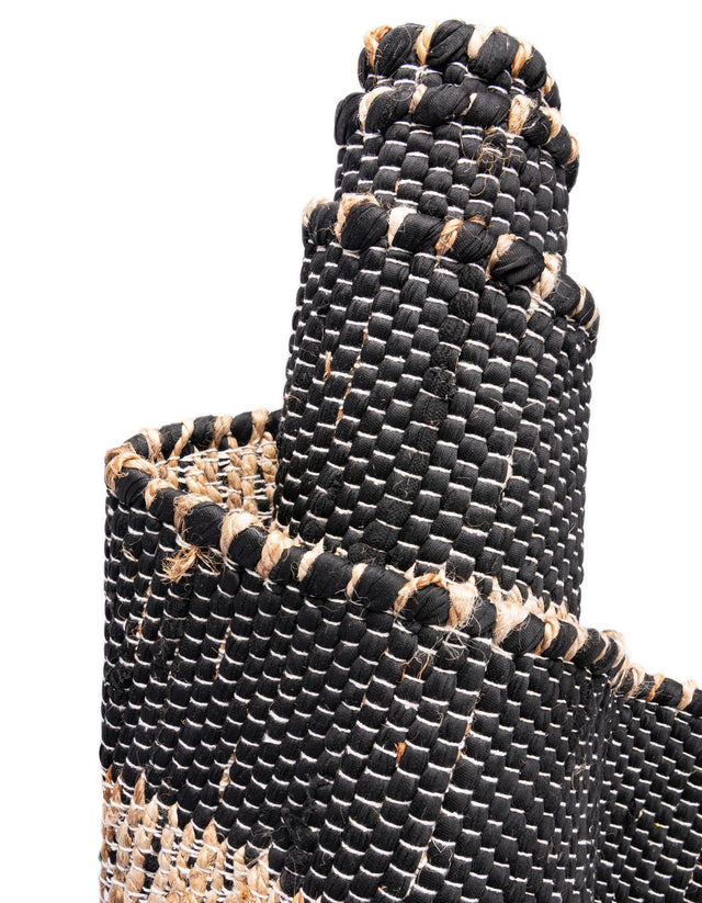 Black 1' 2 x 10' Chindi Jute Table Runner Area Rug Decorative Dining Room Kitchen All Natural Material Table Cover Interior Design Home Decor Carpet Mat for Sale at Rug Engine