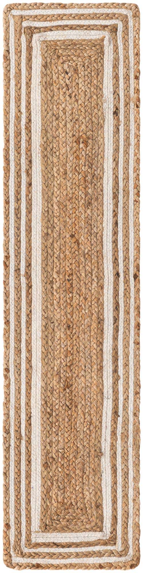 Natural and White 1' 2 x 5' 1 Braided Jute Table Runner Area Rug Decorative Dining Room Kitchen All Natural Material Table Cover 100% Jute Hand Braided Natural Eco-Friendly Boho Style Carpet for Living Rooms Dining Office Space Dorms for Sale at Rug Engine