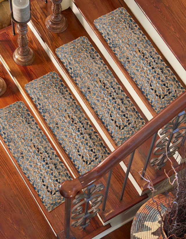 13 pcs Natural 0' 9 x 2' 6 Braided Chindi Indoor Stair Treads Accent Area Rug Staircase Set 100% Cotton Hand Braided Natural Eco-Friendly Boho Style Modern Carpet for Living Rooms Dining Office Dorm for Sale at Rug Engine