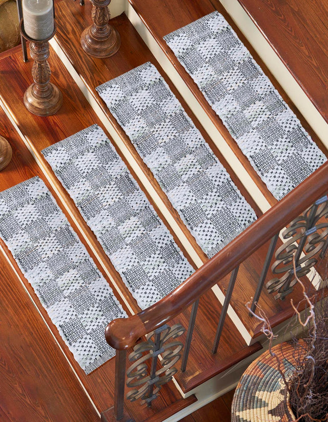13 pcs Ivory 0' 9 x 2' 6 Chindi Cotton Indoor Stair Treads Accent Area Rug Staircase Set Interior Design Home Decor Carpet Mat for Sale at Rug Engine