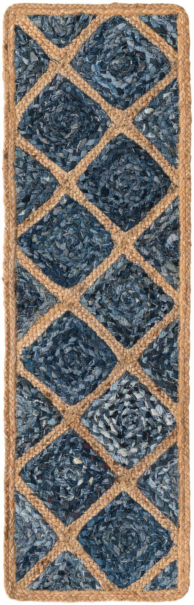 Blue 1' 2 x 4' 1 Braided Jute Table Runner Area Rug Decorative Dining Room Kitchen All Natural Material Table Cover 100% Jute Hand Braided Natural Eco-Friendly Boho Style Carpet for Living Rooms Dining Office Space Dorms for Sale at Rug Engine