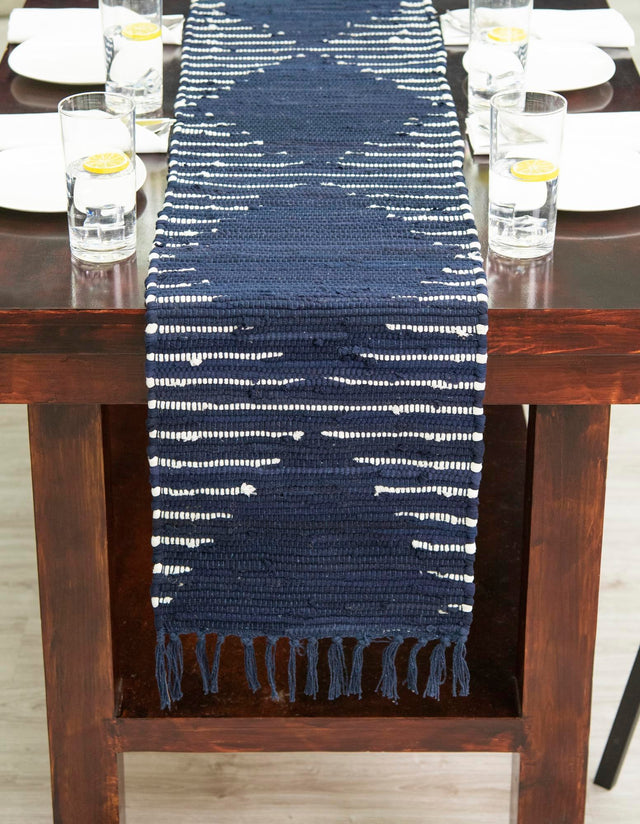 Navy Blue 1' 2 x 10' Chindi Cotton Table Runner Area Rug Decorative Dining Room Kitchen All Natural Material Table Cover Interior Design Home Decor Carpet Mat for Sale at Rug Engine
