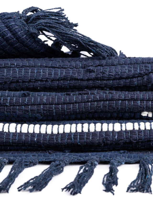 Navy Blue 1' 2 x 10' Chindi Cotton Table Runner Area Rug Decorative Dining Room Kitchen All Natural Material Table Cover Interior Design Home Decor Carpet Mat for Sale at Rug Engine