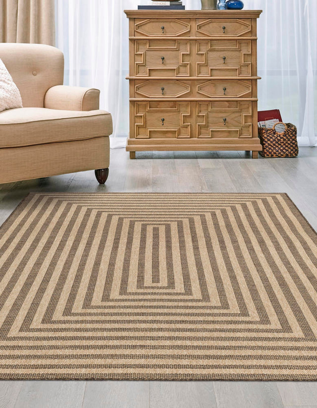 Natural and Brown 7' 10 x 10' Dunes Rectangle Area Rug 100% Polypropylene With Cotton Backing Carpet for Living, Dining, Office, Dorms, Bedrooms for Sale at Rug Engine
