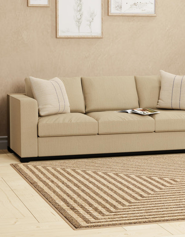 Natural and Brown 8' x 8' Dunes Square Area Rug 100% Polypropylene With Cotton Backing Carpet for Living, Dining, Office, Dorms, Bedrooms for Sale at Rug Engine