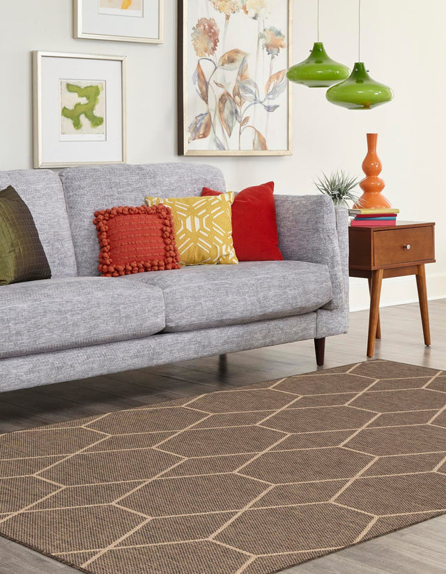 Brown 5' 3 x 8' Dunes Rectangle Area Rug 100% Polypropylene With Cotton Backing Carpet for Living, Dining, Office, Dorms, Bedrooms for Sale at Rug Engine