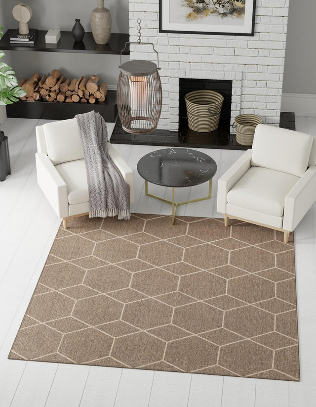 Brown 7' 10 x 7' 10 Dunes Square Area Rug 100% Polypropylene With Cotton Backing Carpet for Living, Dining, Office, Dorms, Bedrooms for Sale at Rug Engine