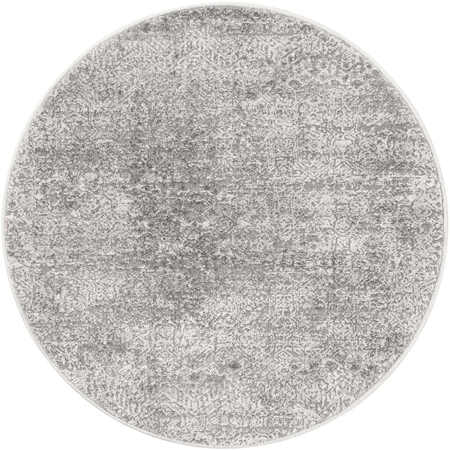 Gray 3' 3 x 3' 3 Finsbury Round Area Rug 60% Polypropylene & 40% Polyester Contemporary Carpet for Living Rooms, Dining, Offices for Sale at Rug Engine