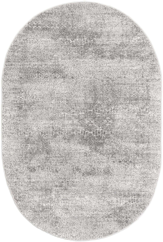 Gray 4' 1 x 6' 1 Finsbury Oval Area Rug 60% Polypropylene & 40% Polyester Contemporary Carpet for Living Rooms, Dining, Offices for Sale at Rug Engine