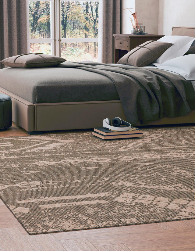 Natural and Brown 8' x 8' Dunes Square Area Rug 100% Polypropylene With Cotton Backing Carpet for Living, Dining, Office, Dorms, Bedrooms for Sale at Rug Engine