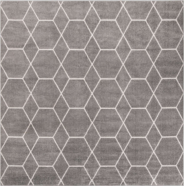 Light Gray 10' x 10' Trellis Frieze Square Area Rug Geometric Modern Unique Stain Resistant Easy Clean Carpet for Living, Dining, Bedrooms, Office for Sale at Rug Engine