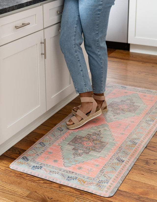 Anti-Fatigue Rose Pink 2' x 5' Comfort Standing Mat for Kitchen, Bath, Laundry Room, Office Colorful PVC Durable Non-Slip Water Resistant Spill Proof Rug Thick Rubber for Sale at Rug Engine