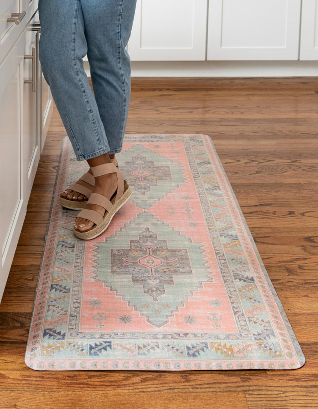 Anti-Fatigue Rose Pink 2' x 5' Comfort Standing Mat for Kitchen, Bath, Laundry Room, Office Colorful PVC Durable Non-Slip Water Resistant Spill Proof Rug Thick Rubber for Sale at Rug Engine