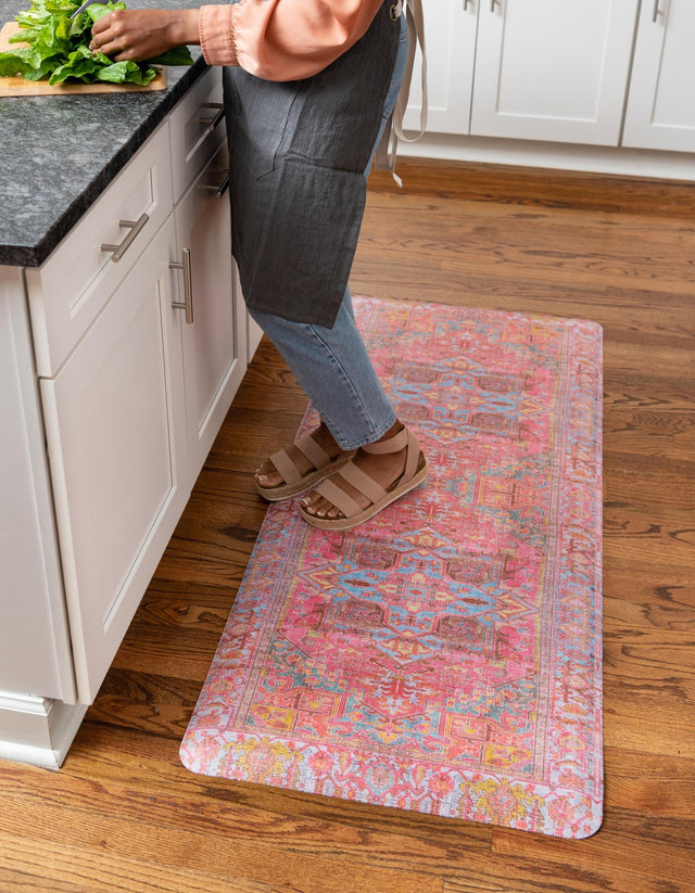 Anti-Fatigue Pink 2' x 5' Comfort Standing Mat for Kitchen, Bath, Laundry Room, Office Colorful PVC Durable Non-Slip Water Resistant Spill Proof Rug Thick Rubber for Sale at Rug Engine