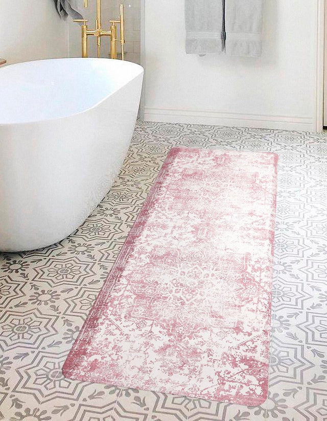Anti-Fatigue Rose Pink 2' x 5' Comfort Standing Mat for Kitchen, Bath, Laundry Room, Office Colorful PVC Durable Non-Slip Water Resistant Spill Proof Rug Thick Rubber for Sale at Rug Engine