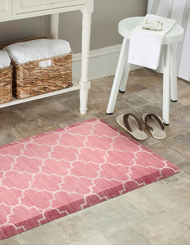 Anti-Fatigue Rose Pink 2' x 3' Comfort Standing Mat for Kitchen, Bath, Laundry Room, Office Colorful PVC Durable Non-Slip Water Resistant Spill Proof Rug Thick Rubber for Sale at Rug Engine