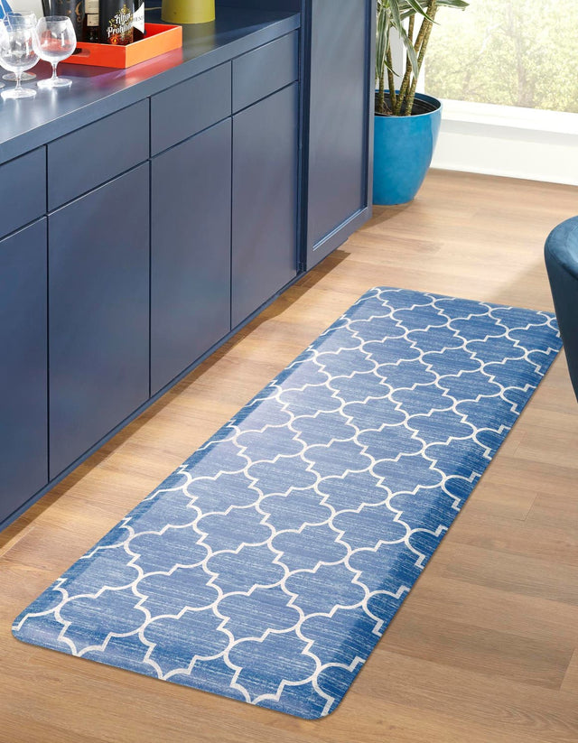 Anti-Fatigue Blue 2' x 5' Comfort Standing Mat for Kitchen, Bath, Laundry Room, Office Colorful PVC Durable Non-Slip Water Resistant Spill Proof Rug Thick Rubber for Sale at Rug Engine