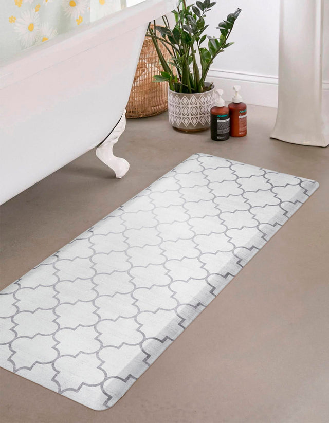 Anti-Fatigue White Gray 2' x 5' Comfort Standing Mat for Kitchen, Bath, Laundry Room, Office Colorful PVC Durable Non-Slip Water Resistant Spill Proof Rug Thick Rubber for Sale at Rug Engine
