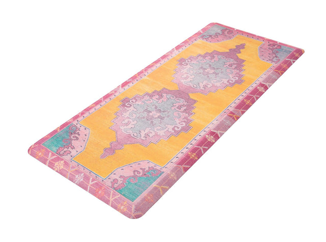 Anti-Fatigue Sunburst Yellow and Pink 2' x 5' Comfort Standing Mat for Kitchen, Bath, Laundry Room, Office Colorful PVC Durable Non-Slip Water Resistant Spill Proof Rug Thick Rubber for Sale at Rug Engine