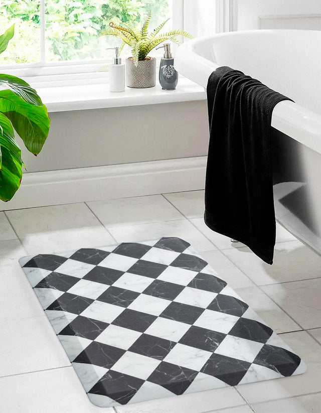 Anti-Fatigue Black and White 2' x 3' Comfort Standing Mat for Kitchen, Bath, Laundry Room, Office Colorful PVC Durable Non-Slip Water Resistant Spill Proof Rug Thick Rubber for Sale at Rug Engine