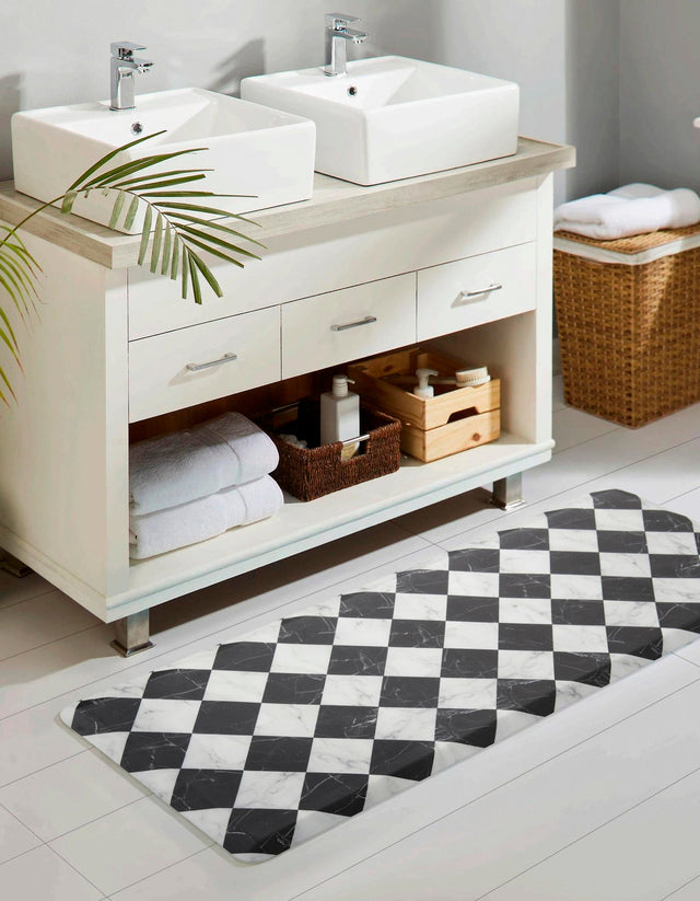 Anti-Fatigue Black and White 2' x 3' Comfort Standing Mat for Kitchen, Bath, Laundry Room, Office Colorful PVC Durable Non-Slip Water Resistant Spill Proof Rug Thick Rubber for Sale at Rug Engine