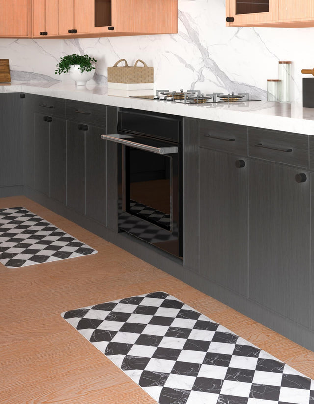 Anti-Fatigue Black and White 2' x 3' Comfort Standing Mat for Kitchen, Bath, Laundry Room, Office Colorful PVC Durable Non-Slip Water Resistant Spill Proof Rug Thick Rubber for Sale at Rug Engine