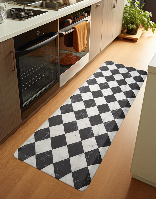 Anti-Fatigue Black and White 2' x 3' Comfort Standing Mat for Kitchen, Bath, Laundry Room, Office Colorful PVC Durable Non-Slip Water Resistant Spill Proof Rug Thick Rubber for Sale at Rug Engine