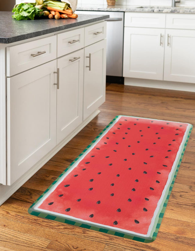 Anti-Fatigue Watermelon Red 2' x 5' Comfort Standing Mat for Kitchen, Bath, Laundry Room, Office Colorful PVC Durable Non-Slip Water Resistant Spill Proof Rug Thick Rubber for Sale at Rug Engine