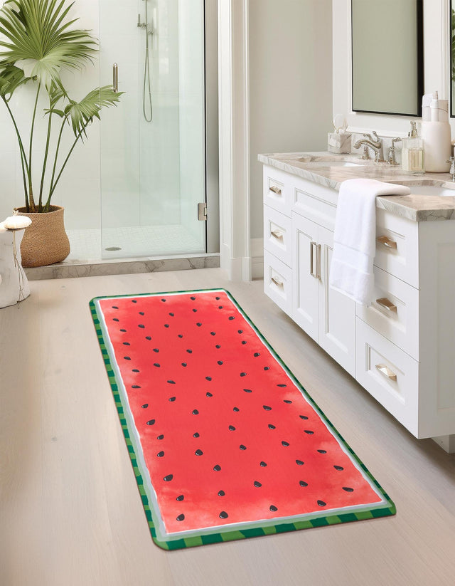 Anti-Fatigue Watermelon Red 2' x 5' Comfort Standing Mat for Kitchen, Bath, Laundry Room, Office Colorful PVC Durable Non-Slip Water Resistant Spill Proof Rug Thick Rubber for Sale at Rug Engine
