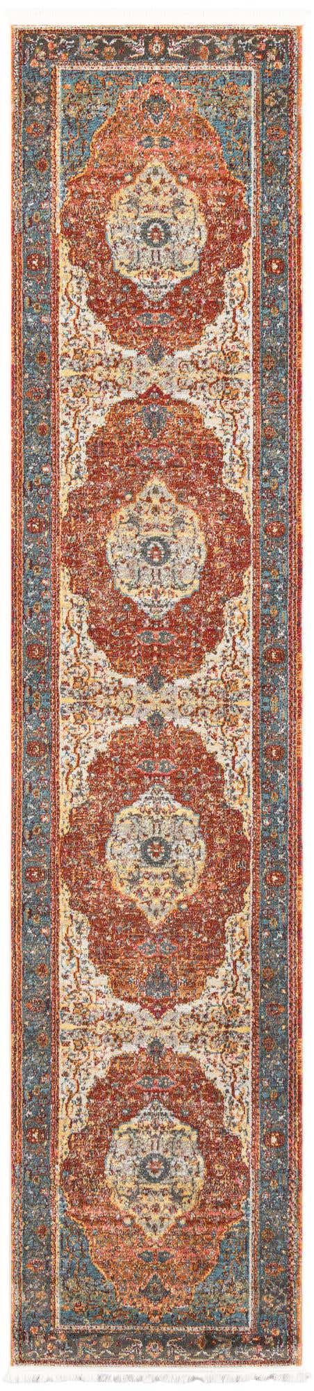 Rust Red 2' 7 x 12' Baracoa Runner Area Rug 100% Polypropylene Distressed Vintage Living Dining Room Office Traditional Carpet for Sale at Rug Engine