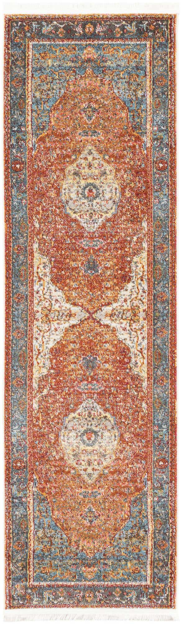 Rust Red 2' 2 x 7' 1 Baracoa Runner Area Rug 100% Polypropylene Distressed Vintage Living Dining Room Office Traditional Carpet for Sale at Rug Engine