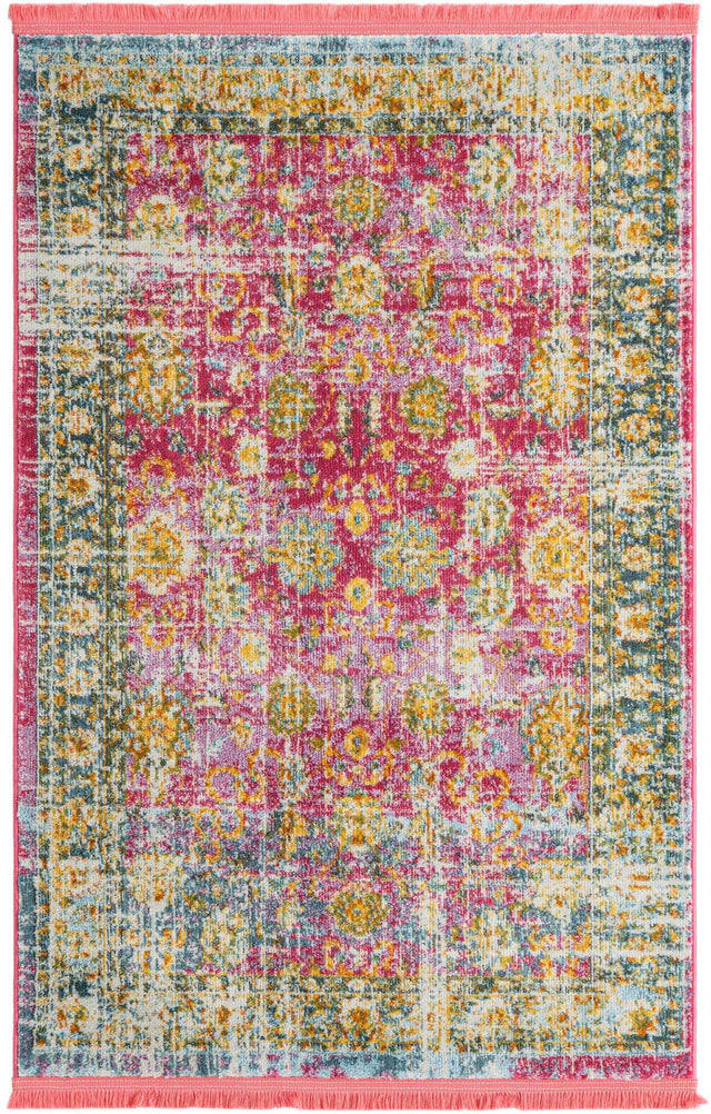 Pink 3' 3 x 5' 3 Paragon Rectangle Area Rug 100% Polypropylene Colorful Vivid Boho Style Modern Carpet for Unique Interiors for Sale at Rug Engine