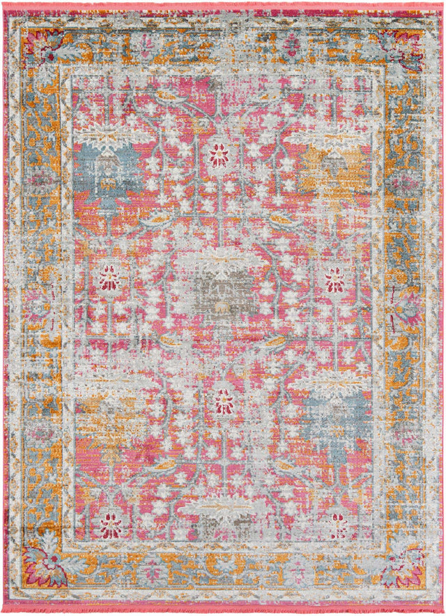 Pink 8' 2 x 11' Paragon Rectangle Area Rug 100% Polypropylene Colorful Vivid Boho Style Modern Carpet for Unique Interiors for Sale at Rug Engine