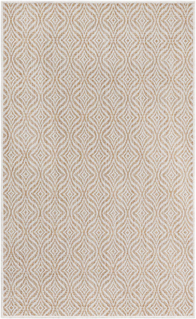 Taupe 3' 1 x 5' 3 Outdoor Trellis Rectangle Area Rug Weather Resistant for Patio, Deck, Terrace, Balcony, Porch Geometric Design Water Safe Outside Carpet for Sale at Rug Engine