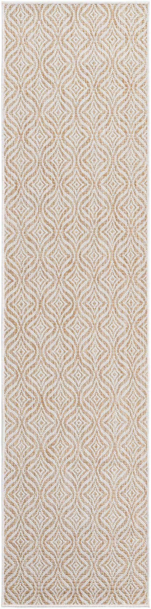 Taupe 2' x 8' Outdoor Trellis Runner Area Rug Weather Resistant for Patio, Deck, Terrace, Balcony, Porch Geometric Design Water Safe Outside Carpet for Sale at Rug Engine