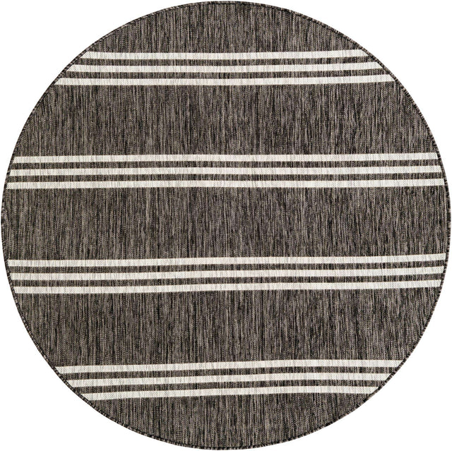 Charcoal 5' 3 x 5' 3 Jill Zarin Outdoor Round Area Rug Weather Resistant for Patio, Deck, Terrace, Balcony, Porch Durable 100% Polypropylene Carpet for Outside for Sale at Rug Engine