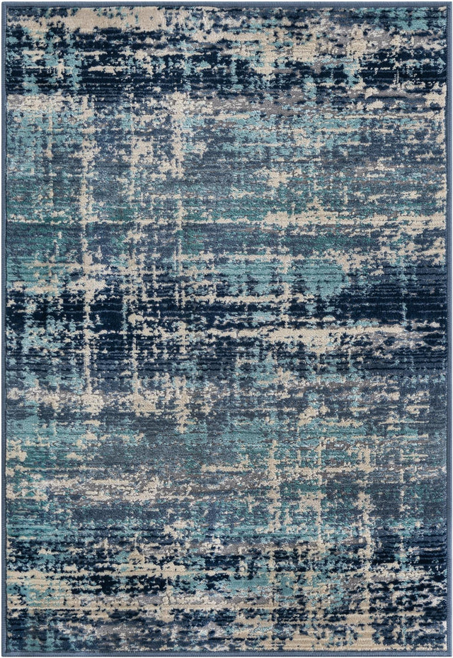 Blue 2' 2 x 3' 3 Malibu Rectangle Area Rug 70% Polypropylene & 30% Polyester Colorful Modern Carpet for Living, Dining, Office, Bedrooms for Sale at Rug Engine