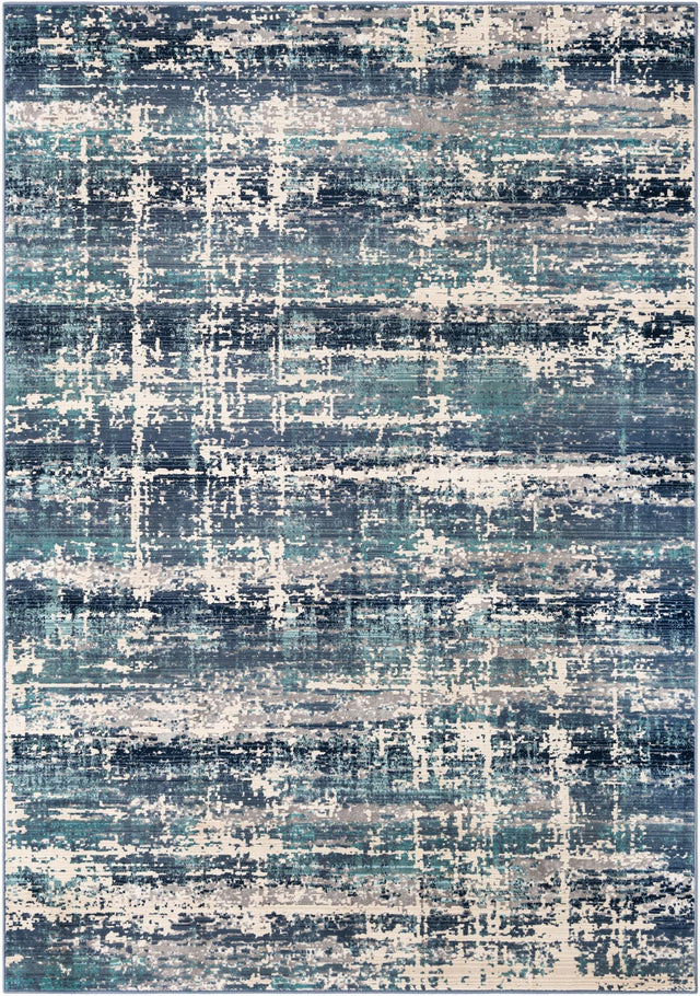 Blue 6' 1 x 9' 2 Malibu Rectangle Area Rug 70% Polypropylene & 30% Polyester Colorful Modern Carpet for Living, Dining, Office, Bedrooms for Sale at Rug Engine
